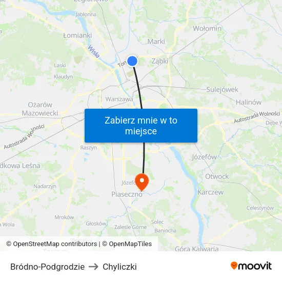 Bródno - Podgrodzie to Chyliczki map
