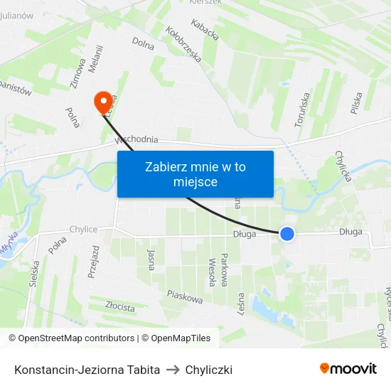 Konstancin-Jeziorna Tabita to Chyliczki map