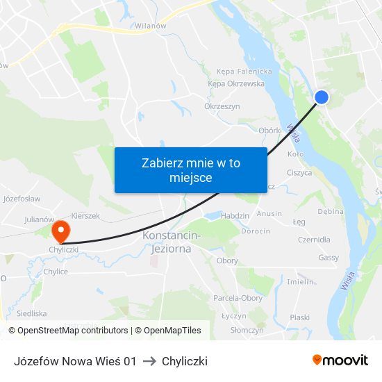 Józefów Nowa Wieś to Chyliczki map