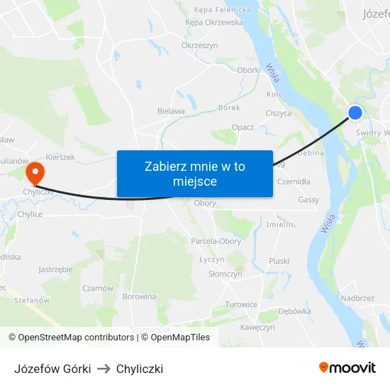 Józefów Górki to Chyliczki map