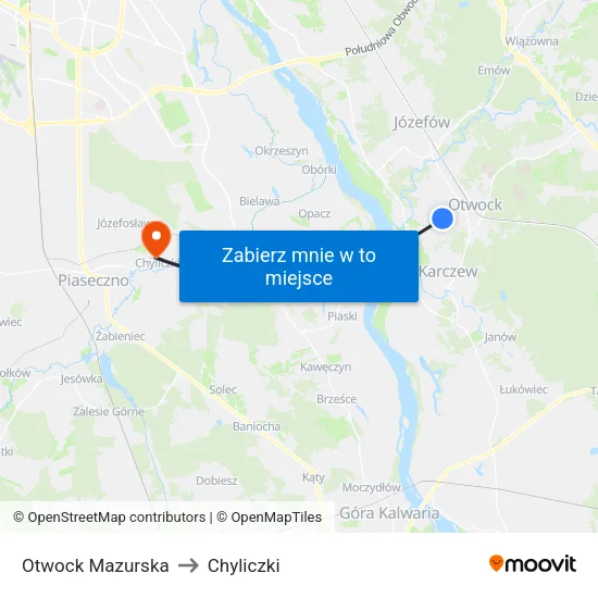 Otwock Mazurska to Chyliczki map
