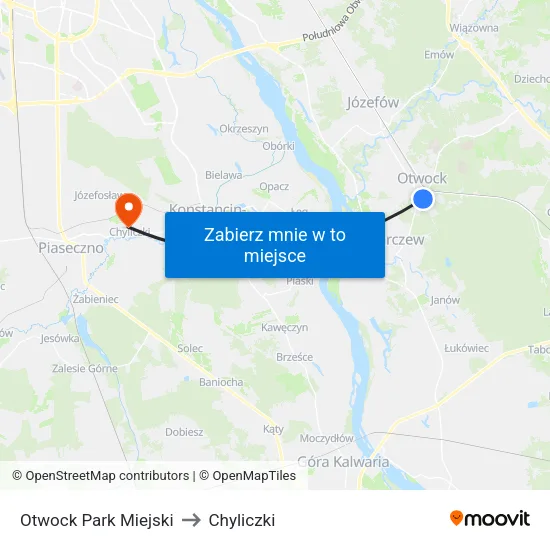 Otwock Park Miejski to Chyliczki map