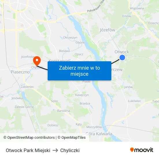 Otwock Park Miejski to Chyliczki map