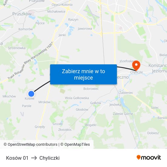 Kosów 01 to Chyliczki map