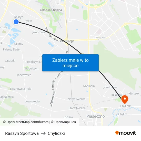 Raszyn Sportowa to Chyliczki map