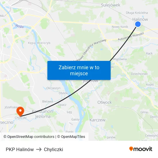 PKP Halinów to Chyliczki map