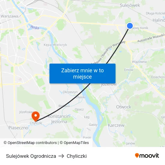 Sulejówek Ogrodnicza to Chyliczki map