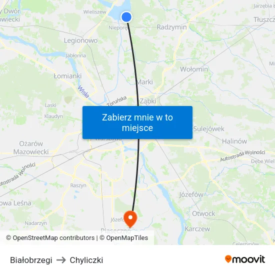 Białobrzegi to Chyliczki map