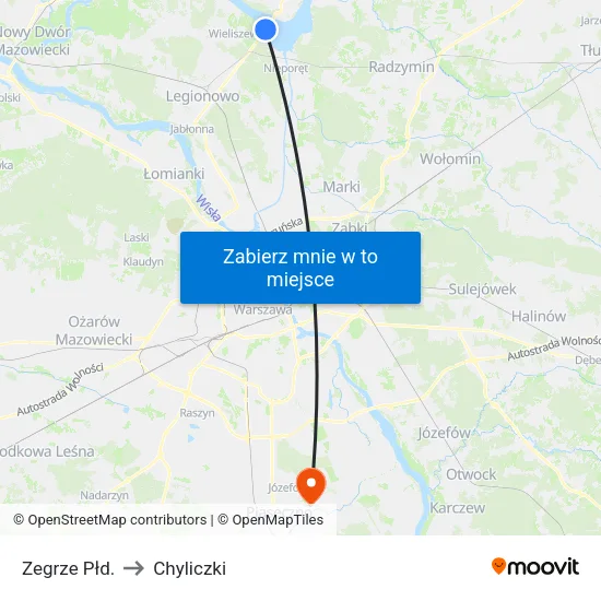 Zegrze Płd. to Chyliczki map