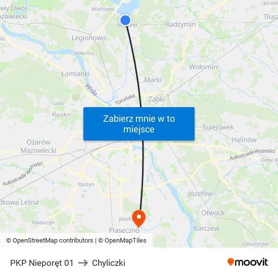 PKP Nieporęt to Chyliczki map