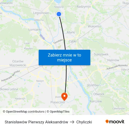 Stanisławów Pierwszy Aleksandrów to Chyliczki map