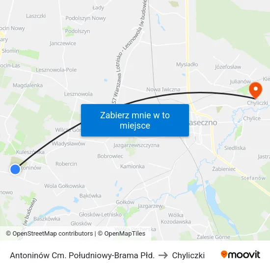Antoninów Cm. Południowy - Brama Płd. to Chyliczki map