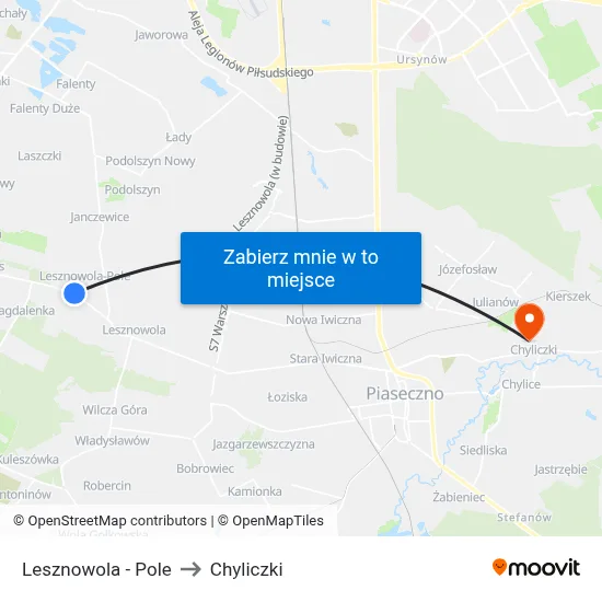 Lesznowola - Pole to Chyliczki map