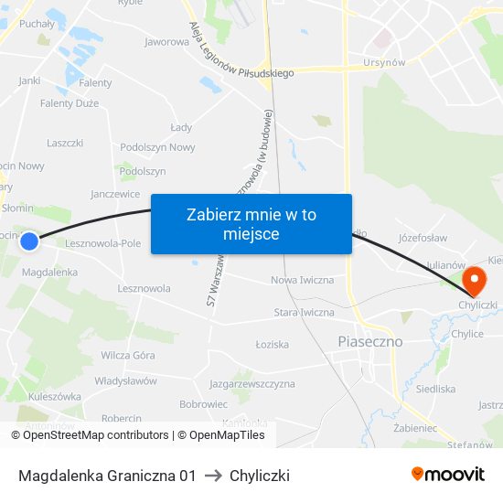 Magdalenka Graniczna 01 to Chyliczki map