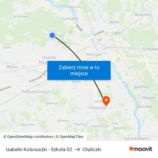 Izabelin Kościuszki-Szkoła to Chyliczki map