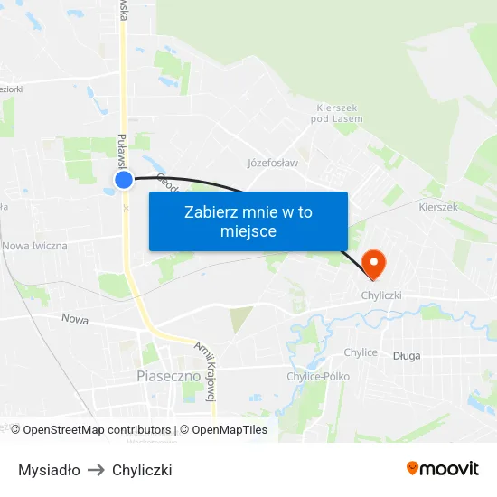 Mysiadło to Chyliczki map