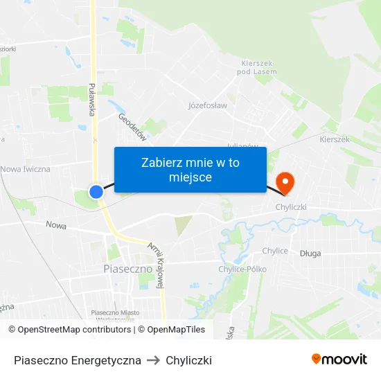 Piaseczno Energetyczna to Chyliczki map