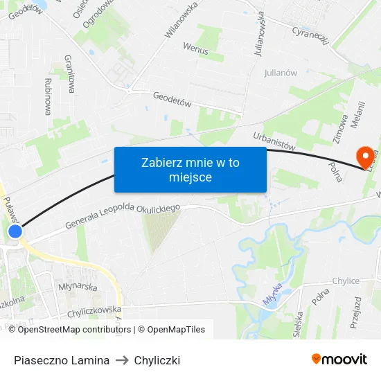 Piaseczno Lamina to Chyliczki map