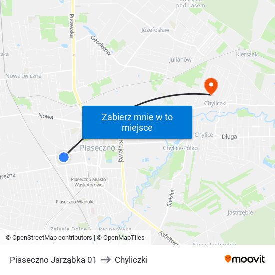 Piaseczno Jarząbka 01 to Chyliczki map