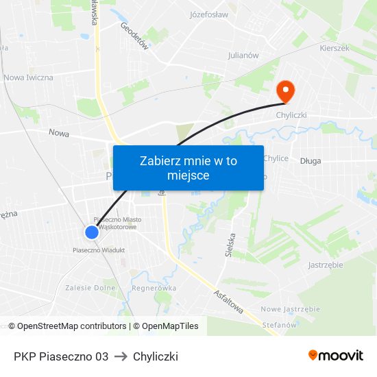 PKP Piaseczno 03 to Chyliczki map