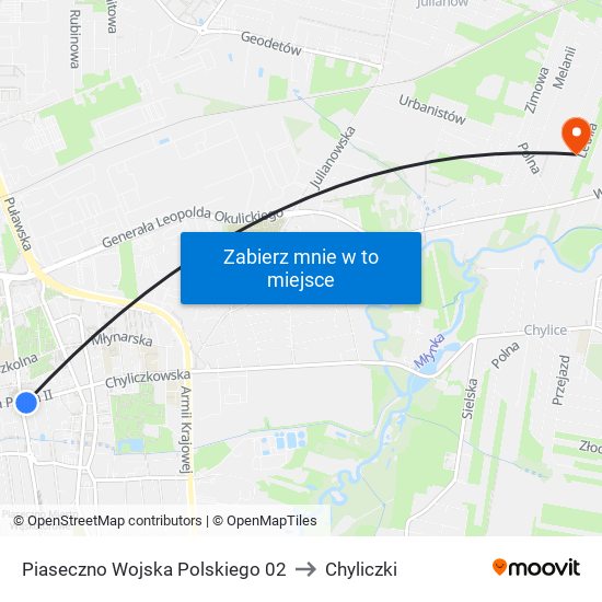 Piaseczno Wojska Polskiego 02 to Chyliczki map
