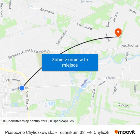 Piaseczno Chyliczkowska - Technikum 02 to Chyliczki map