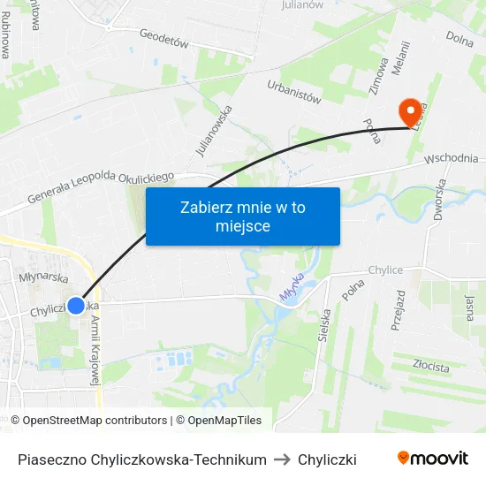 Piaseczno Chyliczkowska - Technikum to Chyliczki map