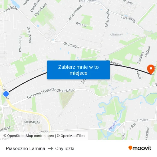 Piaseczno Lamina to Chyliczki map