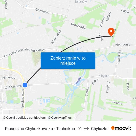 Piaseczno Chyliczkowska - Technikum 01 to Chyliczki map