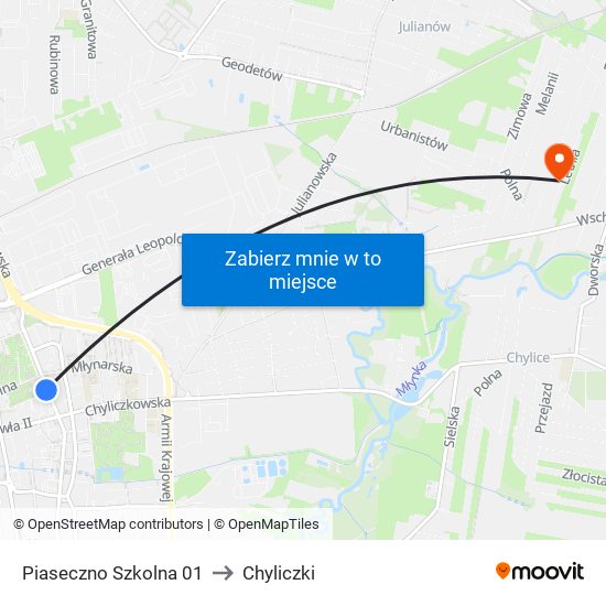 Piaseczno Szkolna to Chyliczki map