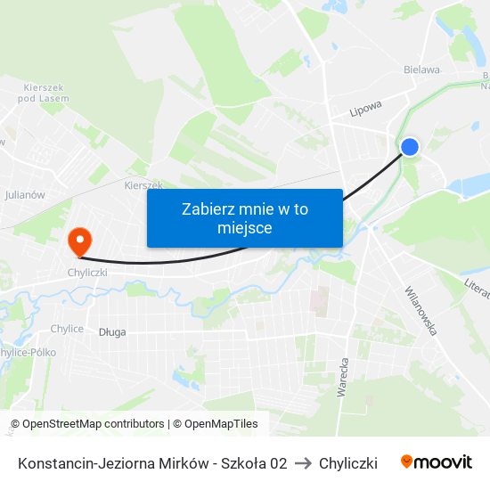 Konstancin-Jeziorna Mirków - Szkoła 02 to Chyliczki map