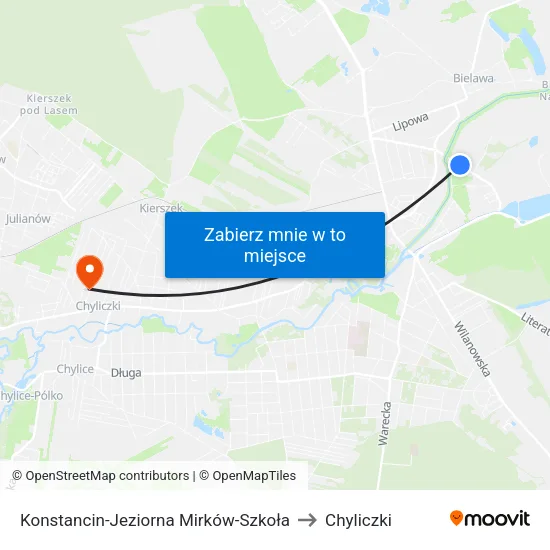 Konstancin-Jeziorna Mirków - Szkoła to Chyliczki map