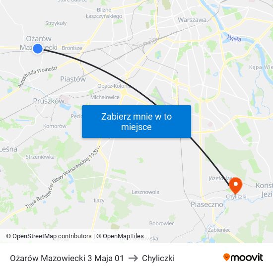 Ożarów Mazowiecki 3 Maja 01 to Chyliczki map