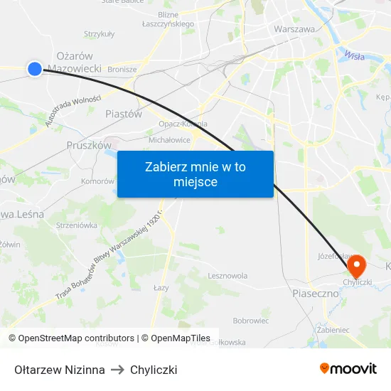Ołtarzew Nizinna to Chyliczki map