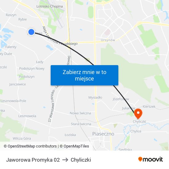 Jaworowa Promyka 02 to Chyliczki map