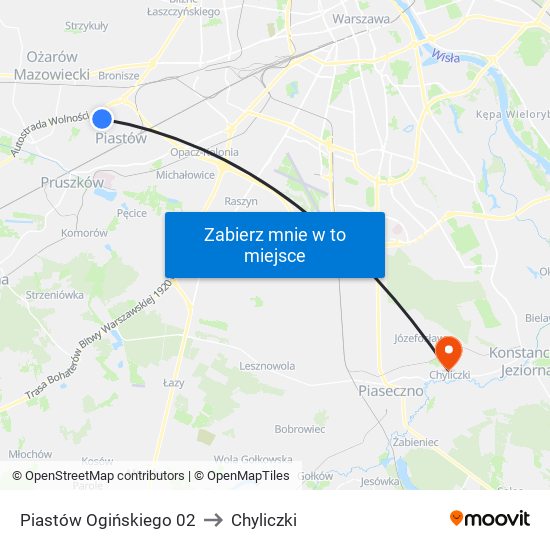 Piastów Ogińskiego 02 to Chyliczki map