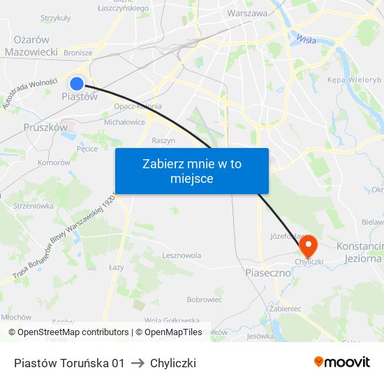 Piastów Toruńska 01 to Chyliczki map