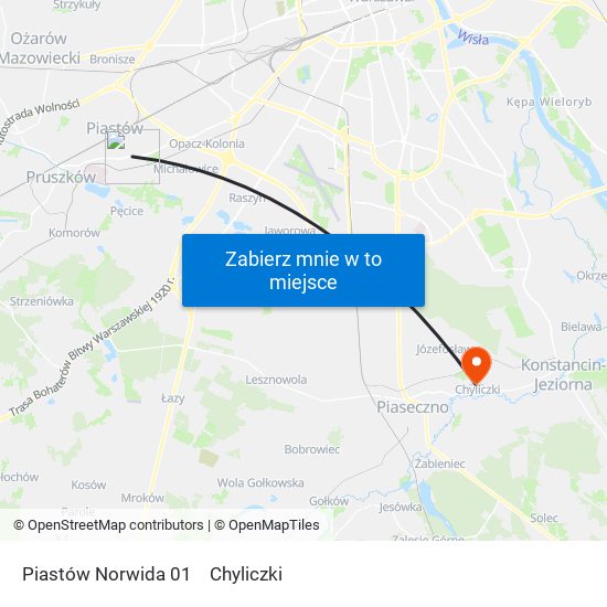 Piastów Norwida 01 to Chyliczki map