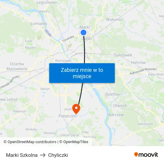 Marki Szkolna to Chyliczki map