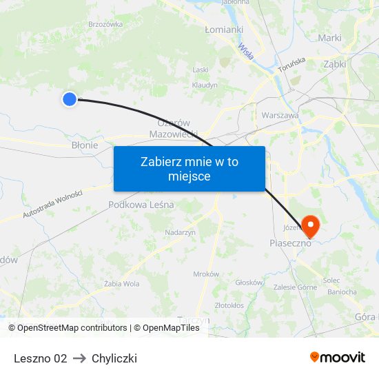 Leszno to Chyliczki map