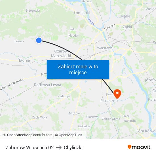 Zaborów Wiosenna 02 to Chyliczki map