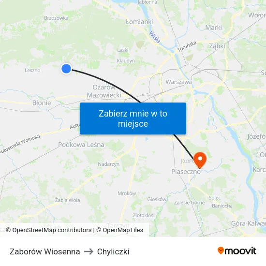 Zaborów Wiosenna to Chyliczki map