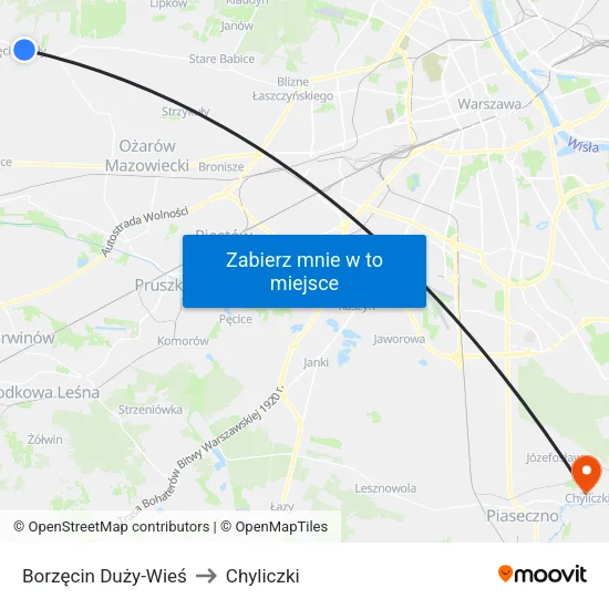 Borzęcin Duży - Wieś to Chyliczki map