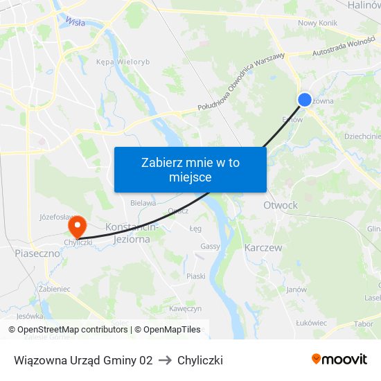 Wiązowna Urząd Gminy 02 to Chyliczki map