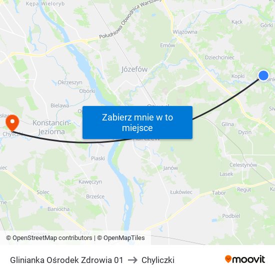 Glinianka Ośrodek Zdrowia 01 to Chyliczki map