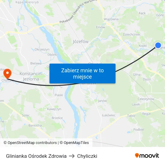 Glinianka Ośrodek Zdrowia to Chyliczki map
