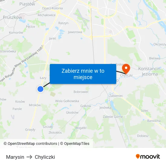 Marysin to Chyliczki map