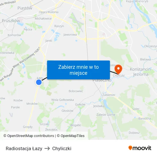 Radiostacja Łazy to Chyliczki map