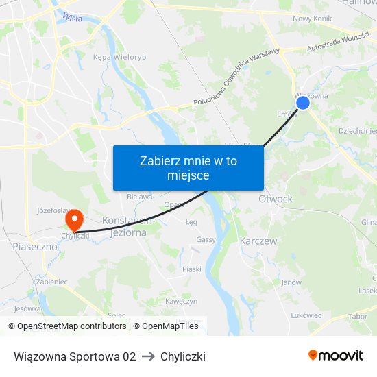 Wiązowna Sportowa 02 to Chyliczki map