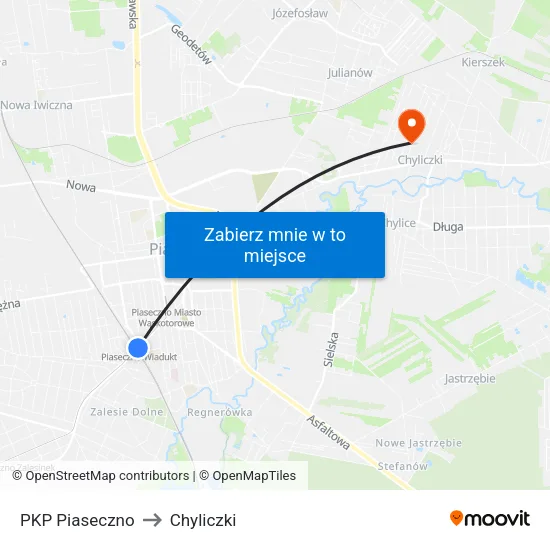 PKP Piaseczno to Chyliczki map